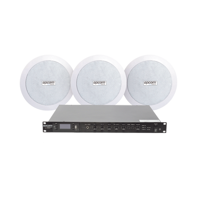 [SF120DTB/3CS] KIT de Amplificador de 120W para Rack SF120DTB | 3 Altavoces de Plafón de 5.5in SF-206P | 3.75 - 30W | Sistema 70/100V