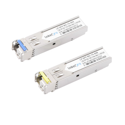 [LP-SFP-BD-1G-40] Transceptores Ópticos Bidireccionales SFP (Mini-Gbic) / Monomodo 1310 & 1550 nm / 1.25 Gbps / 1000BASE-BX / Conector LC/UPC Simplex / DDM / Hasta 40 km / 2 Piezas 