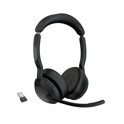 Jabra Evolve2 55, Auricular stereo versión MS, dongle USB-A con cancelación de ruido (25599-999-999) 