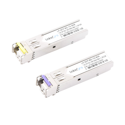 Transceptores Ópticos Bidireccionales SFP (Mini-Gbic) / Monomodo 1490 & 1550 nm / 1.25 Gbps / 1000BASE-BX / Conector LC/UPC Simplex / DDM / Hasta 80 km / 2 Piezas 