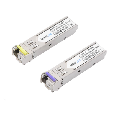 [LP-SFP-BD-1G-60] Transceptores Ópticos Bidireccionales SFP (Mini-Gbic) / Monomodo 1490 & 1550 nm / 1.25 Gbps / 1000BASE-BX / Conector LC/UPC Simplex / DDM / Hasta 60 km / 2 Piezas 