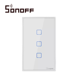 [T2US3C] Apagador de pared touch on/off sonoff t2us3c smart inalambrico wifi para solucion de smart home con temporizador para ios y android compatible con alexa/google home/ifttt 3ch wifi 2.4ghz rf 433 hasta 2amp por canal