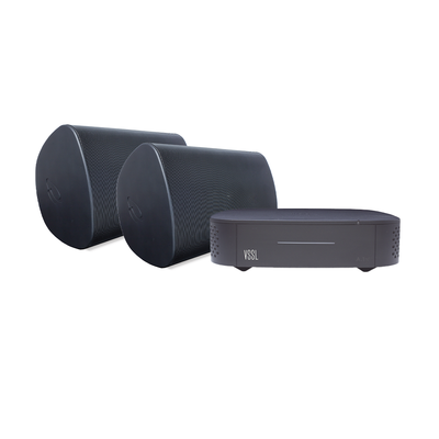 [A1X/2WSB] KIT Amplificador VSSL A1X | 2 Bocinas para Montaje Superficial de 6in de TruAudio Modelo OP6BK | Color Negro IP66