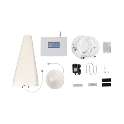 KIT AMPLIFICADOR DE SEÑAL CELULAR DOBLE BANDA DE FRECUENCIA / MEJORA LAS LLAMADAS CONVENCIONALES / SOPORTA LOS DATOS DE LAS TECNOLOGIAS 2G Y 3G DE TELCEL, AT&T Y MOVISTAR / PUEDE CUBRIR HASTA DOS ESPACIOS DE 300M2 CADA UNO