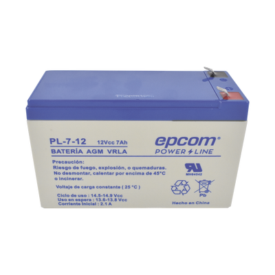 [PL-7-12] Batería 12 Vcc / 7 Ah / UL / Tecnología AGM-VRLA / Para uso en equipo electrónico Alarmas de intrusión / Incendio/ Control de acceso / Video Vigilancia / Terminales F1 / Cargador recomendado CHR-80.