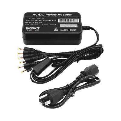 [PLK12DC6CH] Fuente de Alimentación de 6 Salidas tipo Jack Macho de 12 Vcc / 6 Amper