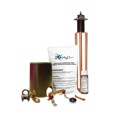 Kit de Tierra Física con Electrodo TG100AB y accesorios de instalación.