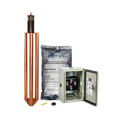 [TG-100K] Kit de puesta a tierra de 100 Amperes con Electrodo, Filtro, Acoplador y Compuesto H2Ohm.