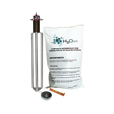 [TG-45AB-AI] Kit Antivandalico de puesta a tierra de 45 A con Electrodo, Acoplador en Filtro y Compuesto H2Ohm.