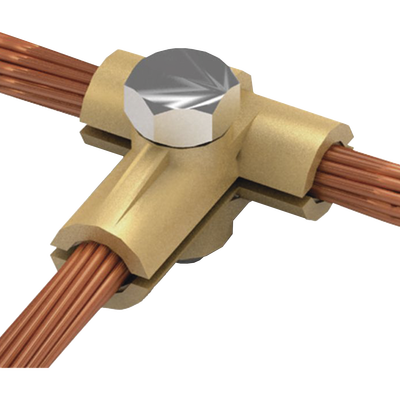 Conector tipo T de latón para diametro 50-70 mm2 cable (1/0-2/0 AWG)