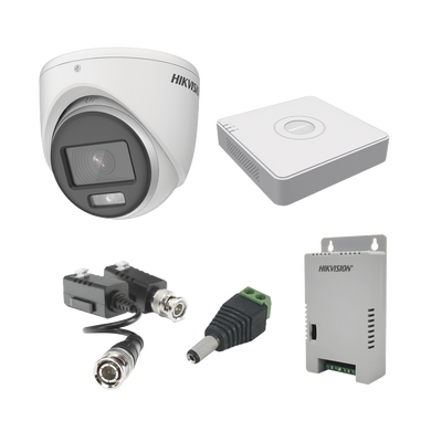 [KH1080PL4EC]  KIT COLORVU TURBOHD 1080pLite / DVR 4 Canales / 4 Cámaras Eyeball (exterior) / Transceptores / Conectores / Fuente de Poder Profesional