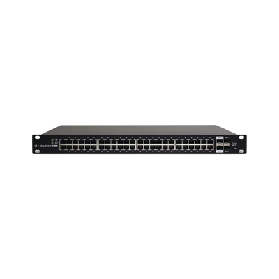 Switch EdgeMAX Administrable de 48 Puertos Gigabit con PoE+/PoE Pasivo 24V + 2 Puertos SFP + 2 Puertos SFP+, 500 W