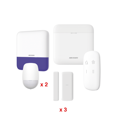[DS-PWA48-KV2] (AX PRO) KIT de Alarma AX PRO / Incluye: 1 Hub con batería de respaldo / 2 Sensores PIR / 3 Contactos Magnéticos mini / 1 Control Remoto / 1 Sirena Inalambrica Exterior  / WiFi / Compatible con Hik-Connect P2P