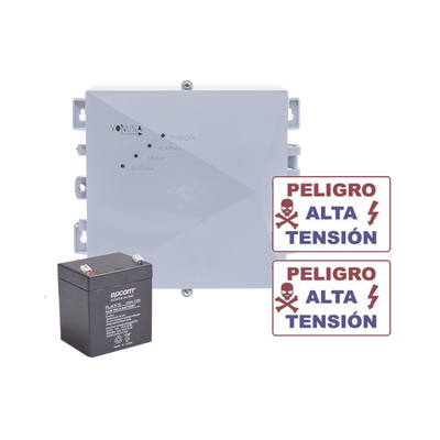 [SYSNGV2-KIT] KIT de Energizador de 12,000Volts-.9JOULES/2500 mts lineales de proteccion/Activado por Atenuación de voltaje,Corte de línea o Aterrizamiento de la línea/Integración a panel de Alarma.