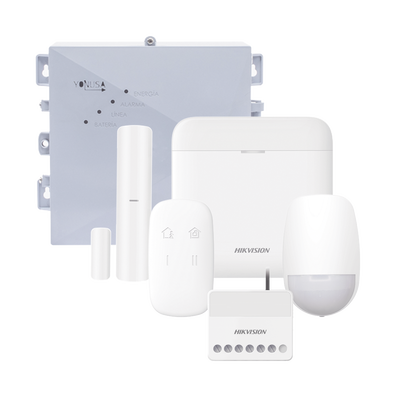 [DS-PWA48K-SYSNGV2] (AX PRO + YONUSA) KIT de Alarma AX PRO / Incluye: 1 Hub con bateria de respaldo / 1 Energizador 2500Mts Lineales / 1 Relevador 0 a 36 Vcc (Max. 5 A) con Entrada de Alarma 27/7 / 1 Keyfob / 1 PIR Interior / 1 Magnético