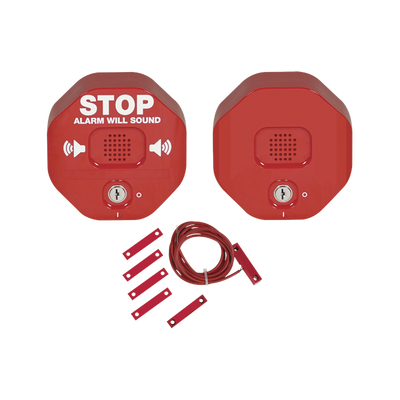 Alarma multifunción Exit Stopper® con bocina remota, para puertas dobles 