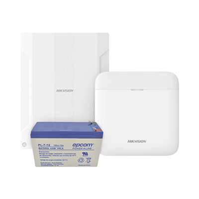 [DS-PWA48K/EXP] (AXPRO) KIT  de alarma AX PRO conversión de zonas cableadas a inalámbricas / Incluye: 1 Hub con Batería de respaldo/ 1 Expansor de 16 zonas cableadas / 1 Batería de respaldo 12Vcc a 7 Amp/ Compatible con Hik-Connect P2P 