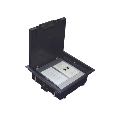 Caja de piso para dos módulos universales (Socket M2), para alimentación eléctrica y redes de datos (11000-33401) No incluye faceplates  
