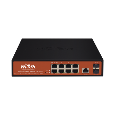 [WI-PMS310GF-ALIEN]  Switch Administrable de 8 puertos Gigabit Ethernet con PoE 802.3 af/at y 24V Pasivo + 2 SFP Gigabit, 150 W