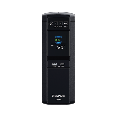 [CP1500PFCLCD] UPS de 1500 VA/900 W, Topología Línea Interactiva, Entrada 120 Vca NEMA 5-15P, Onda Senoidal Pura, Tipo Torre, Con 10 Tomas NEMA 5-15R