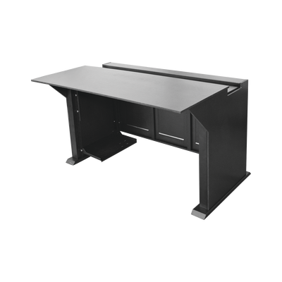 [EM-S02] Estación Mobiliaria Profesional de Monitoreo y Control / Videovigilancia / Acceso / Alarmas / Etc... / Metal Negro y Madera Tono Oscuro