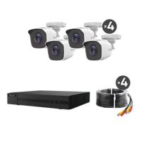 KIT TurboHD 1080p / DVR 8 canales con H.265+ / 4 Cámaras Bala Metálicas / Fuente de Poder / Accesorios de Instalación