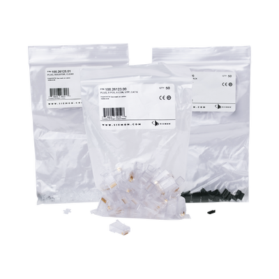 [P6U-8-8] Plug RJ45 Cat6, Para Cable UTP  Calibre 23 a 26 AWG, Chapado en Oro de 50 micras, Bolsa con 50 piezas