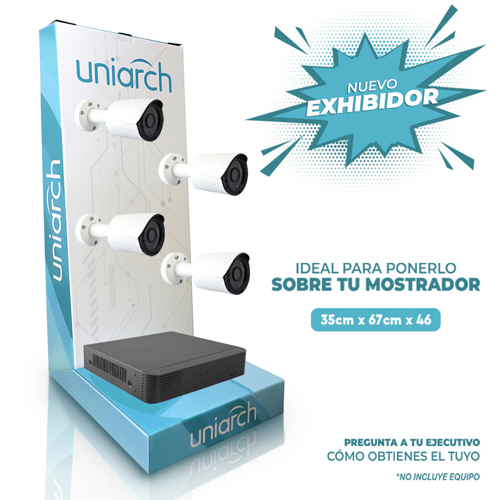 Exhibidor uniarch  35 cm ancho, 67 cm alto y 46 de profundidad. material carton