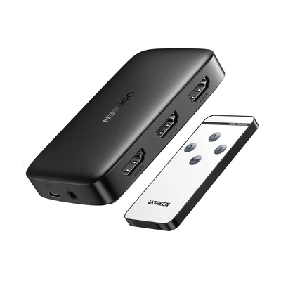 [80125] Conmutador HDMI (Switch) 4K@30Hz | 3 Entradas a 1 Salida | 3D | Transmisión Estable | Incluye Control Remoto | Receptor de Infrarrojos | Indicador LED | Chip Inteligente | Incluye Cable Micro USB para Alimentación.