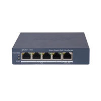 [DS-3E1505P-EI/M] Switch Gigabit PoE+ / Administrable / 4 Puertos 1000 Mbps PoE+ / 1 Puerto 1000 Mbps Uplink / Configuración Nube Hik-PartnerPro / Modo Extendido hasta 300 Metros / 45 Watts