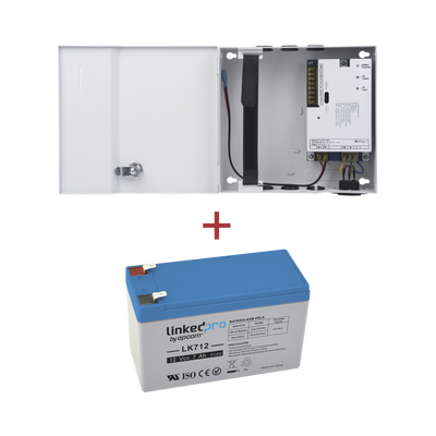 [PL12DC5ABK/K] Kit / Fuente  regulada de 11 - 15 V @ 5A / Capacidad de respaldo / Modelo PL12DC5ABK + Batería incluida LK712