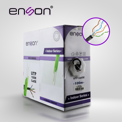 Cable utp cat5e enson 12251b100 serie eco cal. 24awg cca bobina de 100mts  pvc negro uso interior