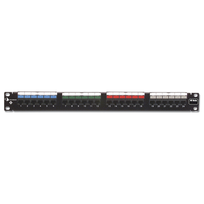 Patch Panel UTP HD6 de 24 puertos, Precargado con Jacks Categoría 6, Plano, 1UR