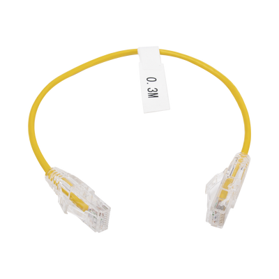 Cable de Parcheo Slim UTP Cat6 - 30 cm Amarillo Diámetro Reducido (28 AWG)