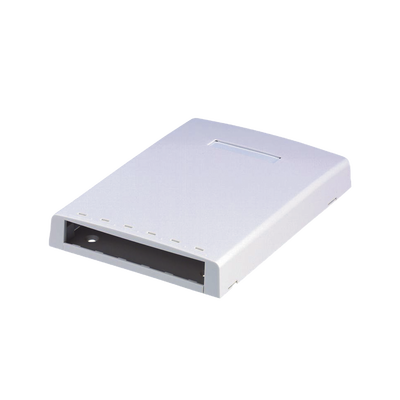 Caja de Montaje en Superficie, Con Accesorio para Resguardo de Fibra Óptica, Para 6 Módulos Mini-Com, Color Blanco