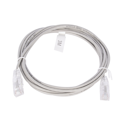 Cable de Parcheo Slim UTP Cat6 - 3 m Gris Diámetro Reducido (28 AWG)
