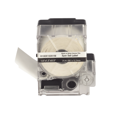 [R100X150V1M] Casete de 100 Etiquetas Autolaminadas Turn-Tell, Con Rotación para Mejor Visibilidad, para Cables de Redes de Cobre o Fibra Óptica, de 5.5 a 7.1 mm de Diámetro