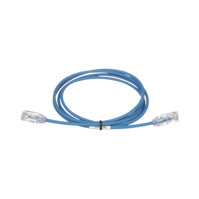 Cable de Parcheo TX6, UTP Cat6, Diámetro Reducido (28AWG), Color Azul, 12ft 
