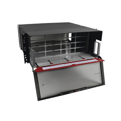 [LVE-4U-MD-P01A] Distribuidor de Fibra Óptica de Alta Densidad LigthVerse *Pro* Para Rack de 19in, Acepta 16 Placas Plug and Play, Hasta 384 Fibras, 4 UR