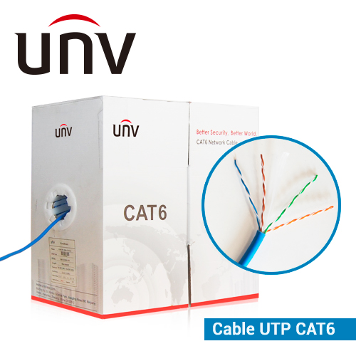CABLE UTP CAT6 UNV CAB-LC3100A-IN FORRO PVC AZUL 4 PARES CALIBRE 23 AWG 100% COBRE USO INTERIOR, ESPECIAL PARA INSTALACIONES SEGURIDAD,CCTV,VIDEO,DATOS,REDES ETHERNET, CERTIFICACION UL, BOBINA 1000 PIES 305 METROS