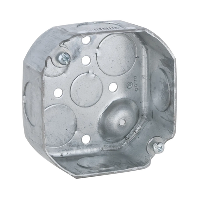 [HUB-127]  Caja Octagonal de 4" / Profundidad 1 1/2" / 4 Entradas de 3/4" y 4 Entradas de 1/2" / Troquelada.