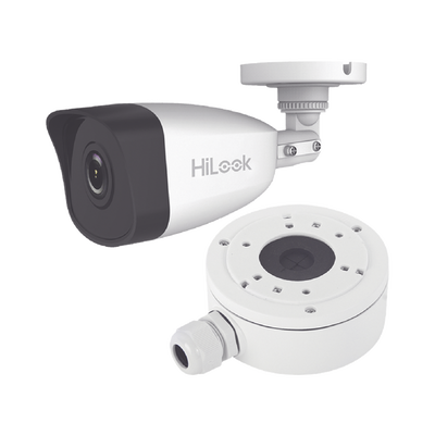 [IPC-B140H(C)/XS] HiLook Series / Bala IP 4 Megapixel / 30 mts IR / Exterior IP67 / PoE / dWDR / Lente 2.8 mm + Caja de conexión DS-1280ZJ-XS