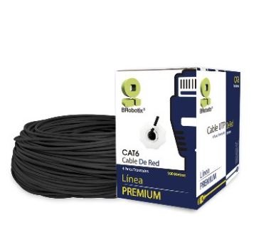 Bobina UTP - Exterior, Doble Forro BROBOTIX 176122, 100 m, Negro, Exterior, Cat6, CCA