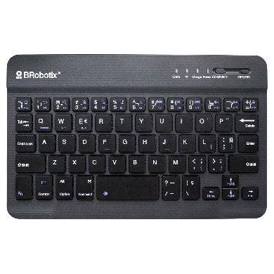 Teclado Inalámbrico - Bluetooth, MINI, Portable, Batería Recargabe, duración hasta 72h, P/Portátil, Tablet y Celular, Español, Negro, 6006436 BROBOTIX