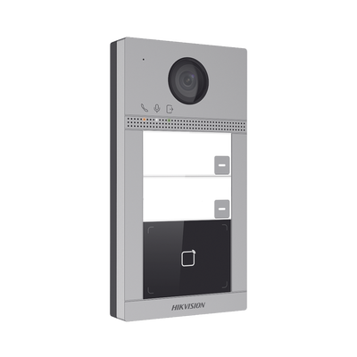 [DS-KV8213-WME1(C)] Videoportero IP 2 Megapixel / Llamada y Apertura Remota desde App Hik-Connect / PoE / Exterior IP65 + Antivandalico IK08 / 2 Departamentos / Apertura con Tarjeta / Soporta 2 Puertas y hasta 6 Monitores