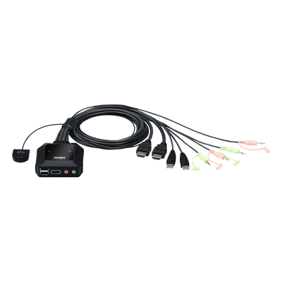 [CS22H] Conmutador KVM con cable HDMI 4K USB de 2 puertos con selector de puerto remoto
