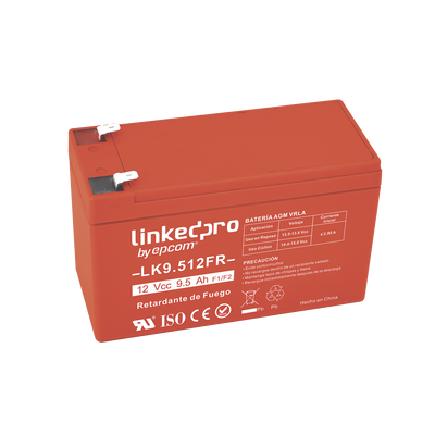 [LK9.512FR] Batería 12 V / 9.5 Ah / UL / Tecnología AGM-VRLA / Vida útil promedio de 5 años / Retardante a la Flama /  Uso en equipo electrónico, Alarmas de Intrusión / Incendio/ Control de acceso / Video Vigilancia / Termina