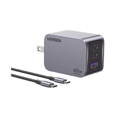 [25870] Cargador de 65W serie Nexode Pro | 3 Puertos de Carga Rápida | 2 USB-C | 1 USB-A | Tecnología GaNInfinity | PD3.1 de 65W / QC4.0 | Tecnología de Protección Térmica | Optimiza la Carga | Caja de Aluminio | Incluye Cable U