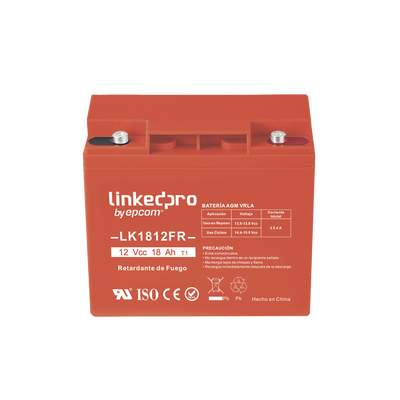 [LK1812FR] Batería 12 V / 18 Ah / UL / Tecnología AGM-VRLA / Vida útil promedio de 5 años / Retardante a la Flama / Para uso en equipo electrónico, Alarmas de Intrusión / Incendio/ Control de acceso / Video Vigilancia / Term