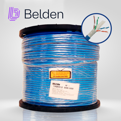 Cable utp cat6a belden 10gxs12 0061000 forro pvc azul cmr riser 4 pares 625 mhz calibre 23 awg 100% cobre uso interior especial para instalaciones ethernet hasta 10gbase-t,wi-fi 6 ,wi-fi 5,poe++,centros de datos,hdbaset 4k uhd, certificable bobina 1000 pies 305 metros